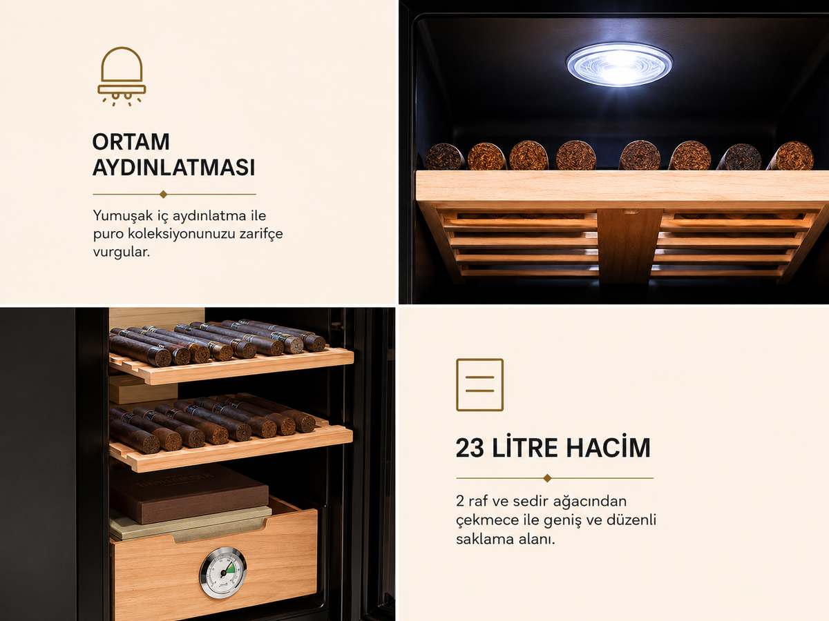 Klarstein El Presidente 23 Litre Elektronik Humidor & Puro Dolabı
