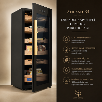 Afidano B4 Humidor 1200 Adet Kapasiteli Humidor & Puro Dolabı