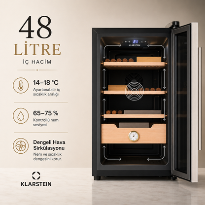Klarstein El Presidente 48 Litre Elektrikli Humidor & Puro Dolabı