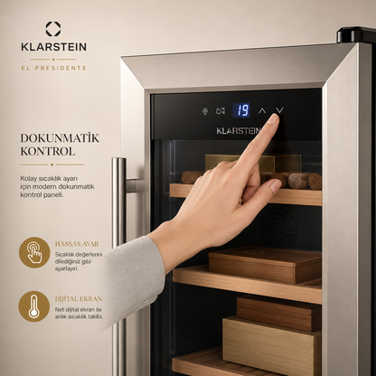 Klarstein El Presidente 48 Litre Elektrikli Humidor & Puro Dolabı