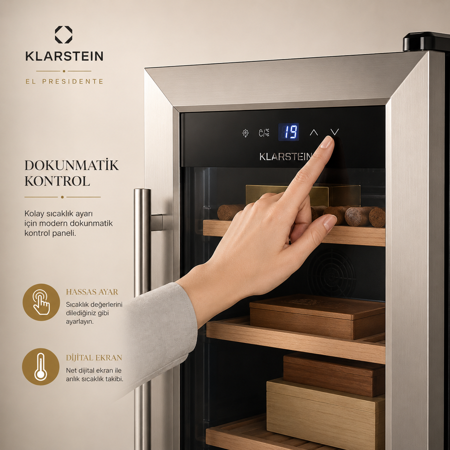 Klarstein El Presidente 48 Litre Elektrikli Humidor & Puro Dolabı