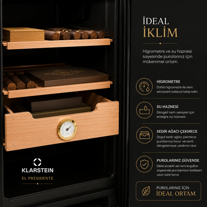 Klarstein El Presidente 48 Litre Elektrikli Humidor & Puro Dolabı