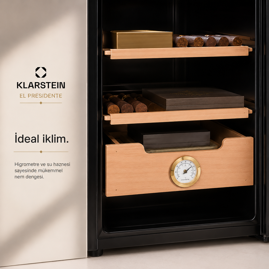 Klarstein El Presidente 37 Litre Elektrikli Humidor & Puro Dolabı