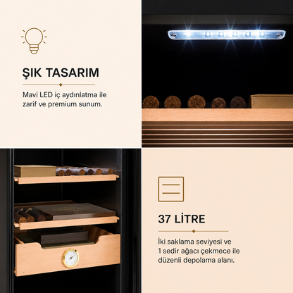 Klarstein El Presidente 37 Litre Elektrikli Humidor & Puro Dolabı