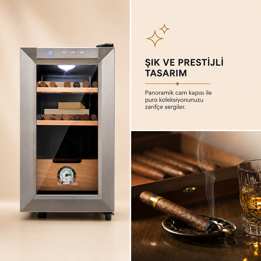 Klarstein El Presidente 23 Litre Elektronik Humidor & Puro Dolabı