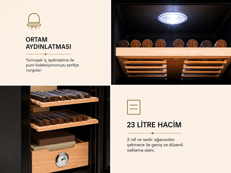Klarstein El Presidente 23 Litre Elektronik Humidor & Puro Dolabı