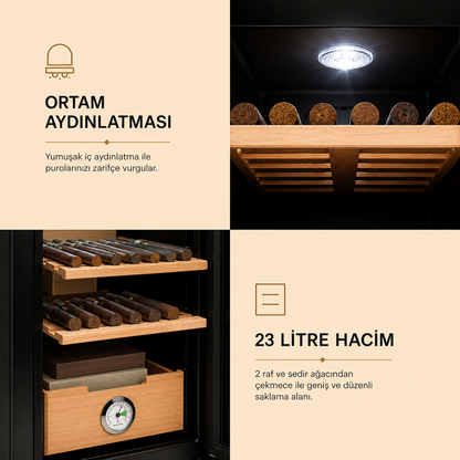Klarstein El Presidente 23 Litre Elektronik Humidor & Puro Dolabı