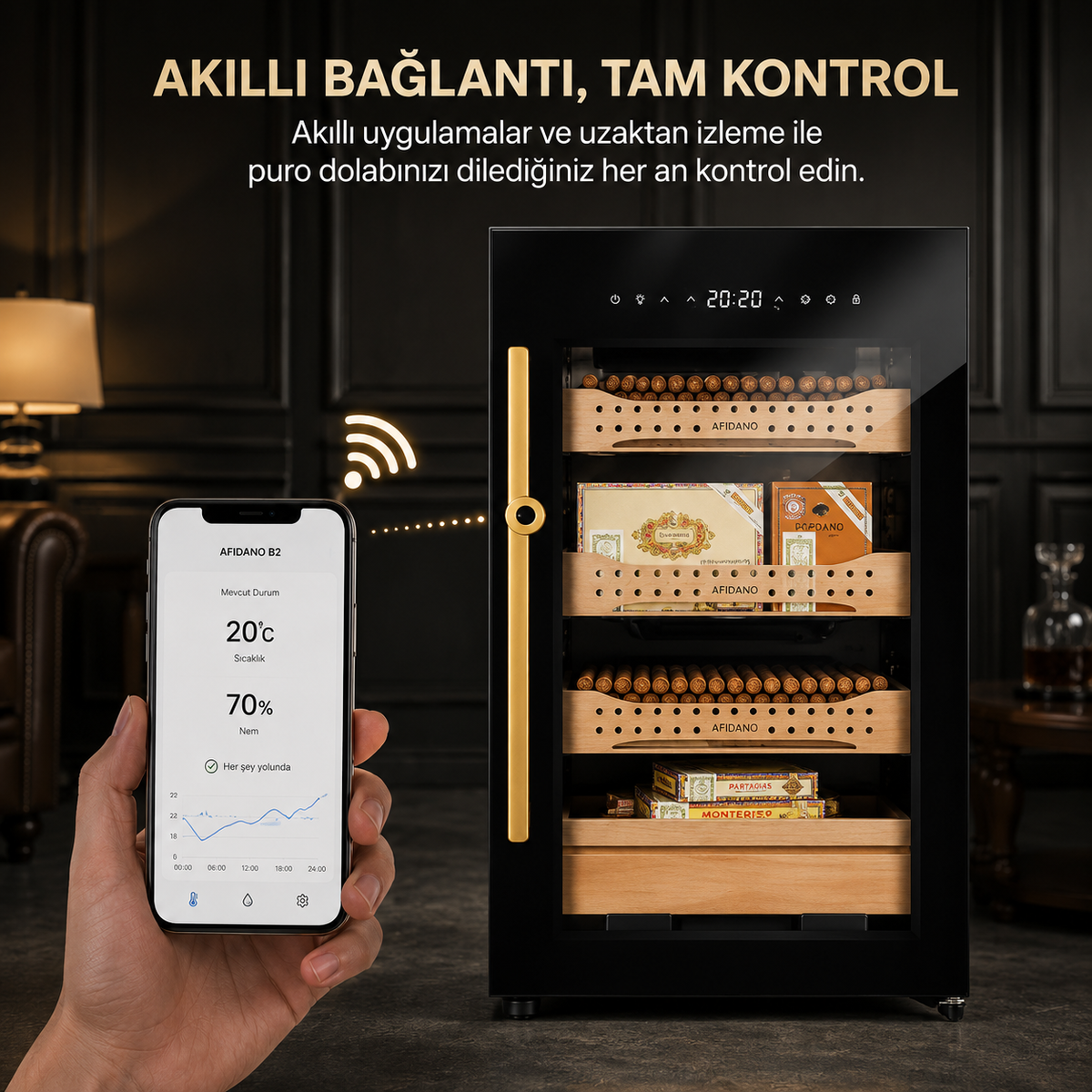 Afidano B2 Elektronik Nemlendirme & Soğutmalı Puro Dolabı