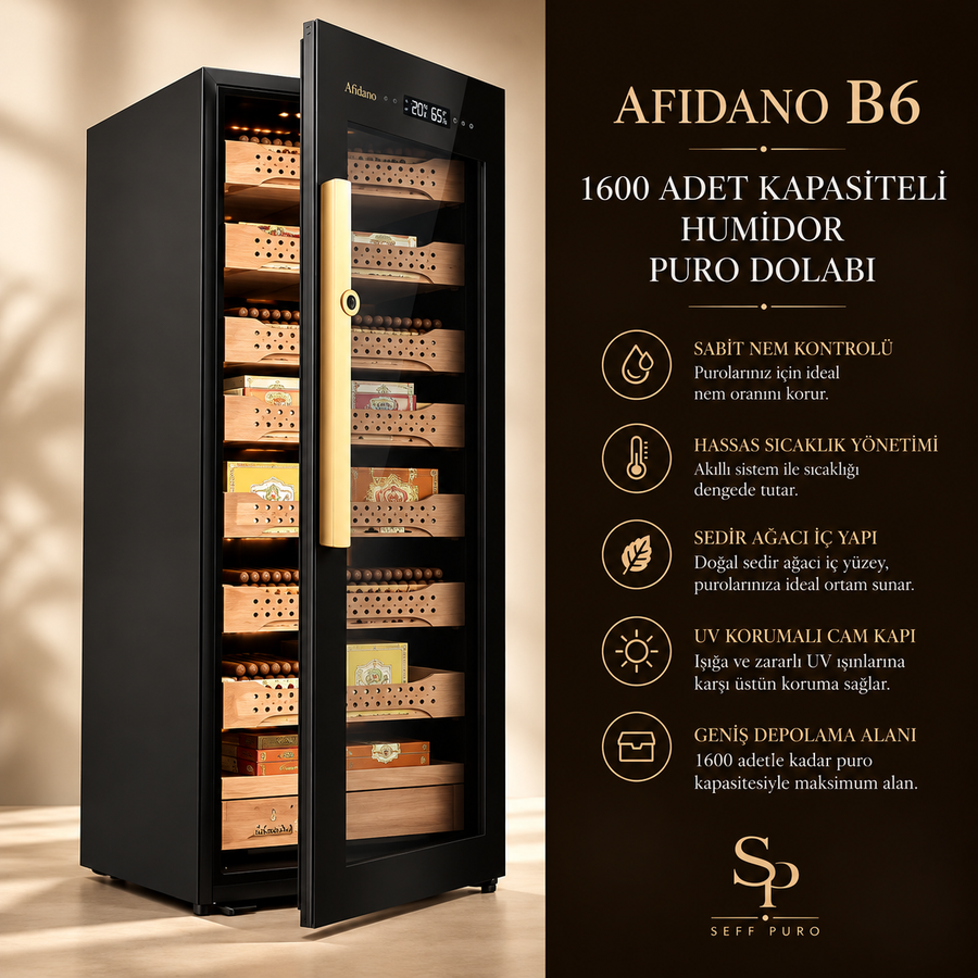 Afidano B6 1600 Adet Kapasiteli Humidor & Puro Dolabı